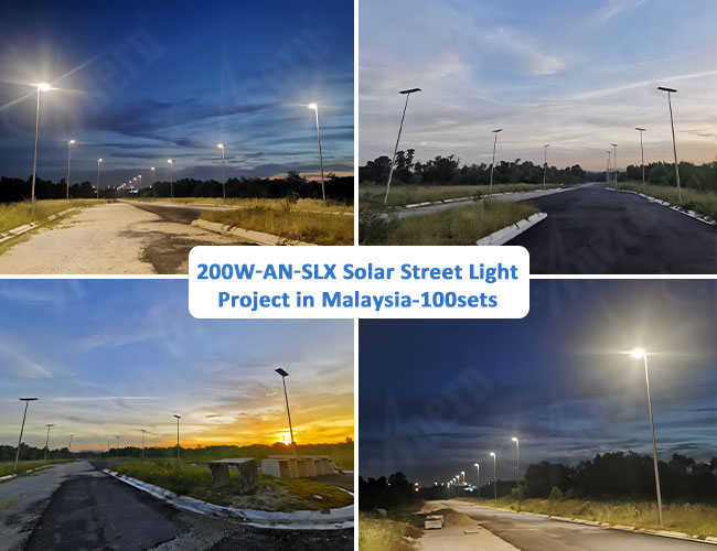 street light with solar panel and battery
