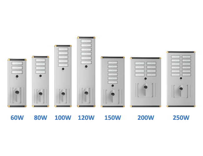 60W 80W 100W 120W 150W 200W 250W All-in-One Solar Street Light